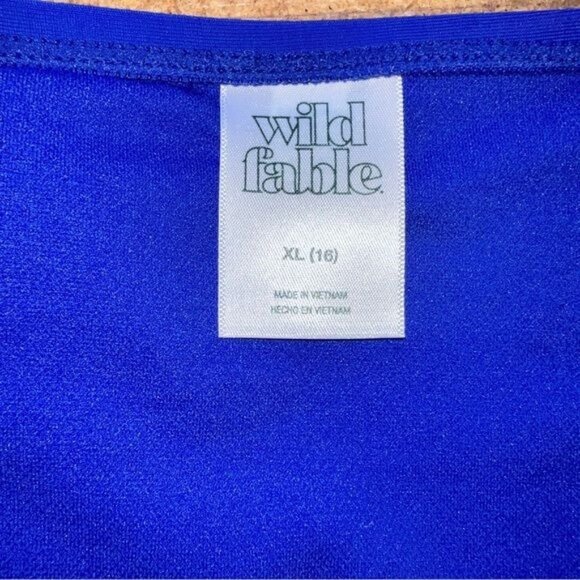 Wild Fable Womens XL Cheeky Bikini Bottoms High-Leg Scoop Waist Blue - Picture 3 of 7